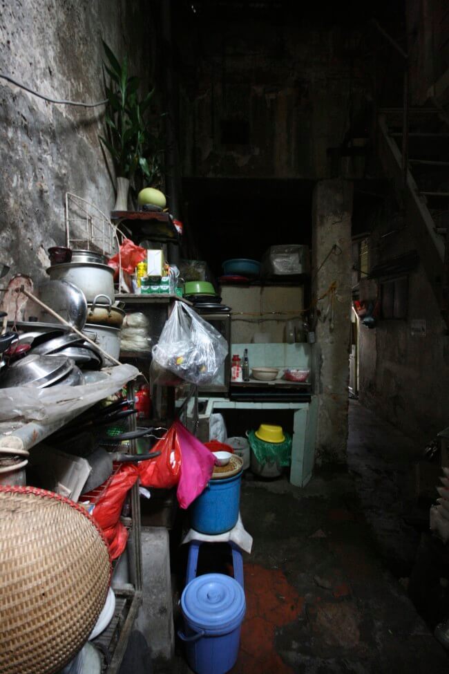 The communal kitchen in one of Hanoi's Old Quarter homes