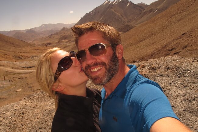 High altitude kisses in Tajikistan, home to one of the highest highways in the world.